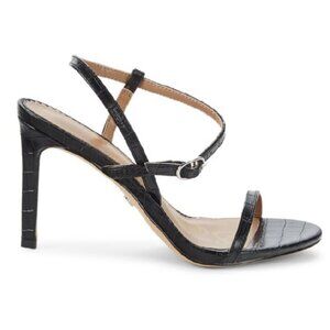 Dara Croc-Embossed Sandals 6.5 - BLACK